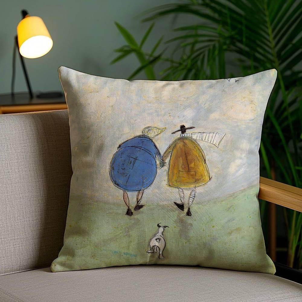 Pillow Case Painting S-Sam Toft Art Sofa Short Plush Double-Sided Hd Printing Room Home Office Gift Cushion Cover