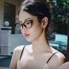 2PCS Light-sensitive color-changing cat eye style retro trendy non-face slimming flat light glasses high-end myopia glasses