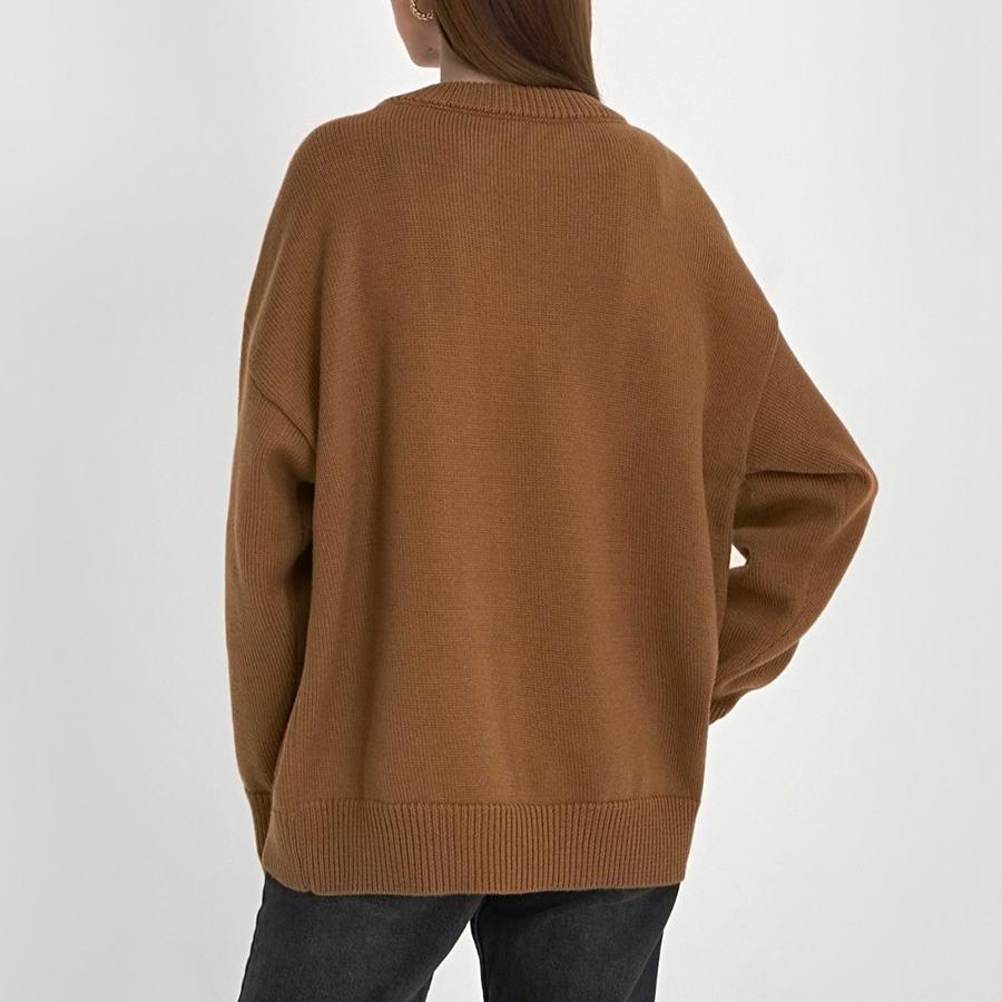 GMXIA Damen Uni Rundhals Pullover Herbst und Winter Neuer Temperament Pendler Vielseitig Lässig Rundhals Strickpullover