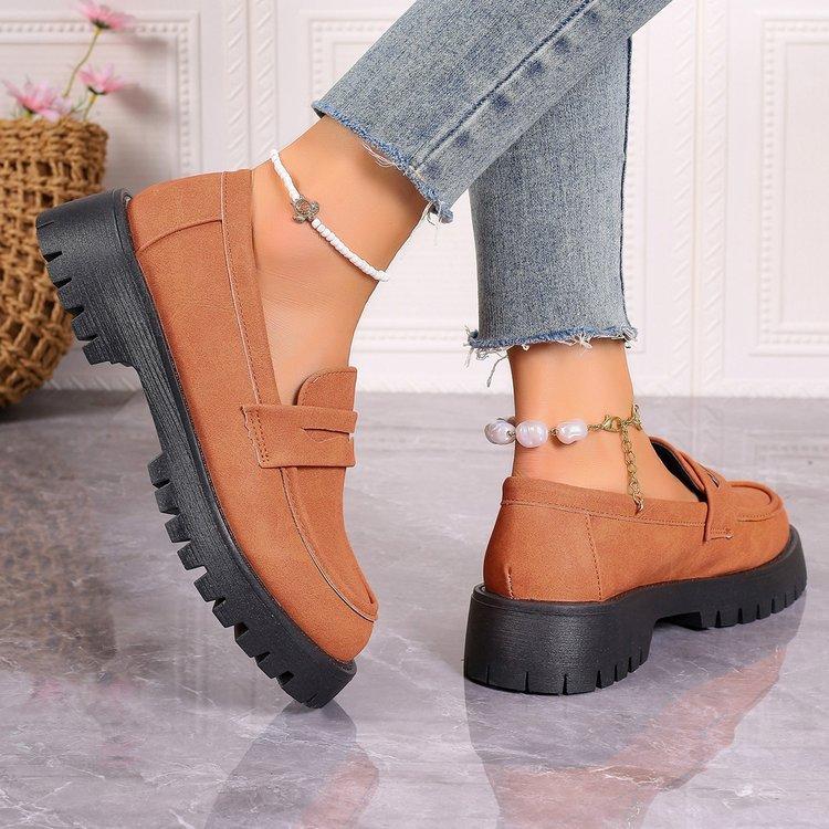 

Весенние маленькие кожаные туфли для женщин, ретро, на толстой подошве, туфли лефу, повседневные и универсальные одинарные туфли 39 оранжевый