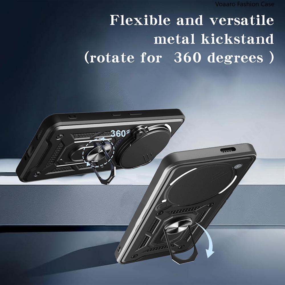 Slide Lens Armor Funda for Nothing Phone 3A Pro 5G Case for Nothing Phone 3A Pro Case Magnetic Ring Stand Holder Cover