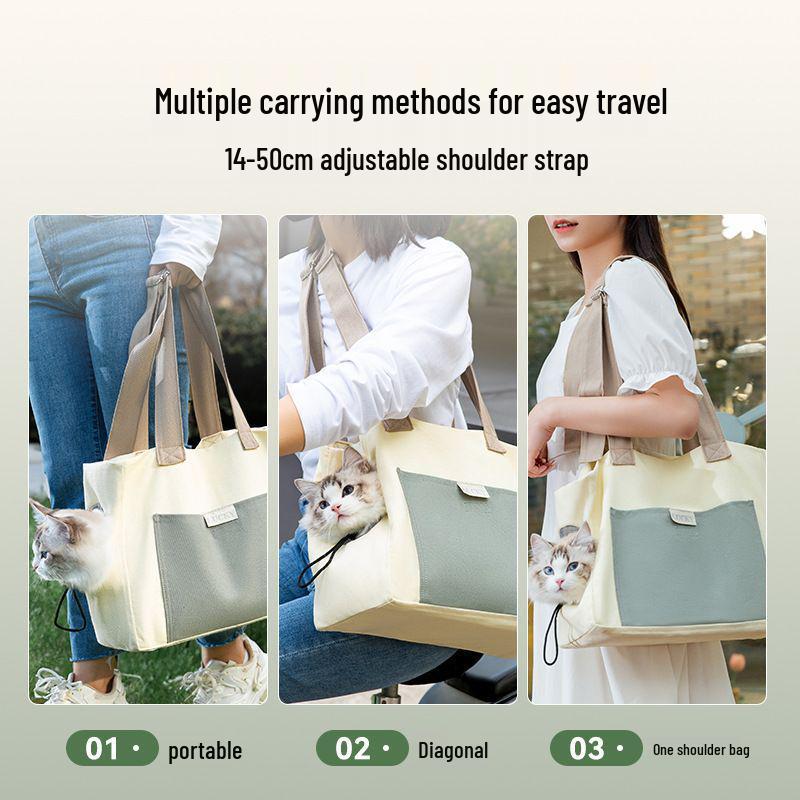 Portable Canvas Dog & Cat Carrier: Crossbody, Breathable, Head-Out Design for Small Pets.