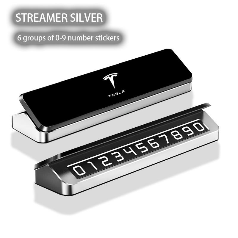 

Metal Hidden Noctilucent Car Stop Card Temporary Parking Number Plate For Tesla Model Y Juniper Model 3 X S Accessories 2026