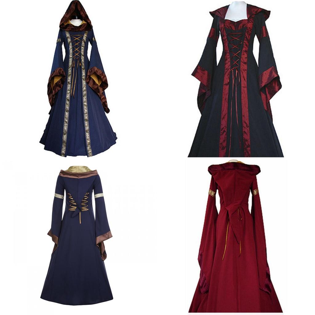 Elegant Vintage Masquerade Party Dress Women's Gothic Medieval Costume