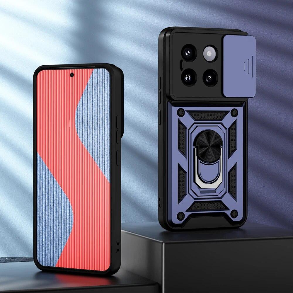 

Противоударный защитный чехол KEYSION для Xiaomi 14 14 Pro 5G, слайдер, push-pull, защитное кольцо для камеры, чехол-подставка для телефона для Xiaomi 14 5G for Xiaomi 14 темно-синий