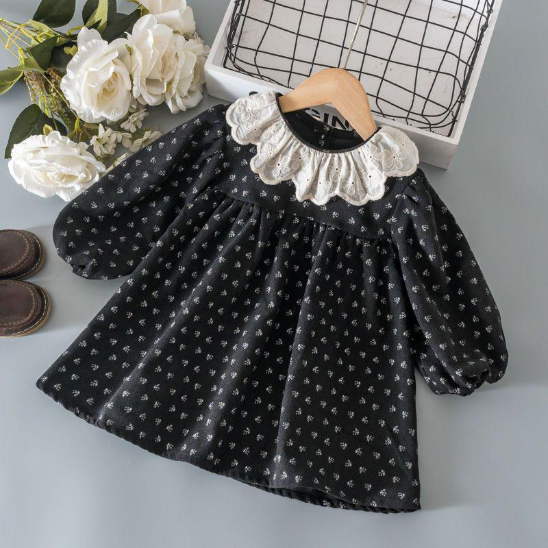 

Пальто-платье для девочек с цветочным кружевом и хлопковой подкладкой (2025) - Осень/Зима, Пятноустойчивый и Прочный 120 cm