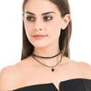 Japanese-Style Harajuku Pentagram Choker - Women's Double-Layer Black Leather Clavicle Chain Necklace