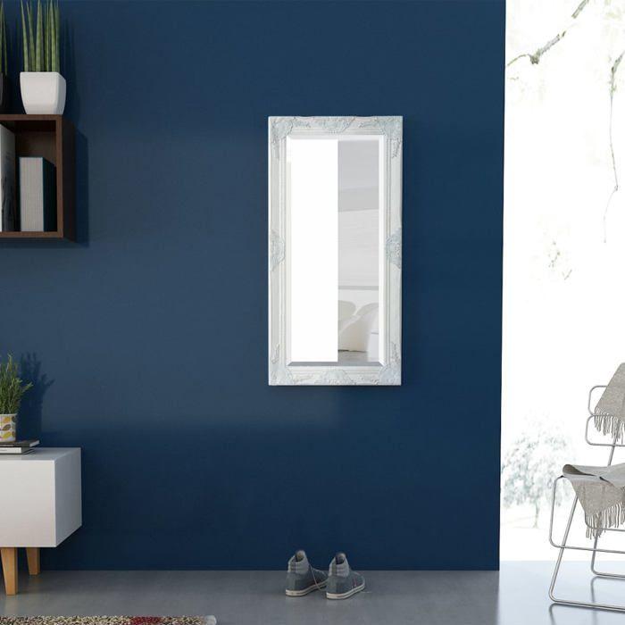 Miroir mural - vidaXL - Baroque - 100x50 cm - Blanc - Intérieur - Rectangulaire