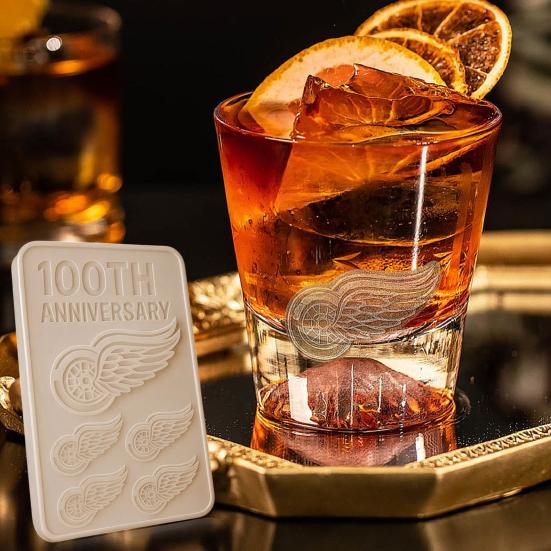 Red Wings 100. výročí Silikonová forma na led Opakovaně použitelná Výrobník ledových kostek na whisky pro DIY nápoje Zmrzlina
