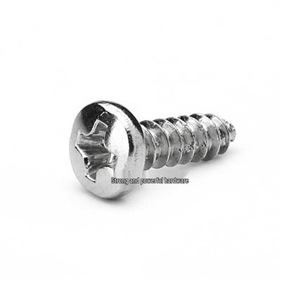 Iron-Plated Nickel Phillips Round Head Self-Tapping Screw, Pointed Tail, Large Pan Head, Sizes M2/M3/M4