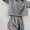 2 Teile/satz Sommer Homewear Top Und Hosen Anzug Gestreiften Pyjamas Lose Nachtwäsche Kurzarm T-shirt Elastische Taille Schlitz Shorts Set