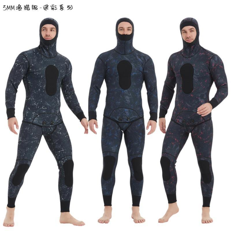 Herren Tarnung 3mm/5mm Neopren Neoprenanzug Set Schnorcheln Surfen Tauchen Schwimmen Wärme UV-Schutz