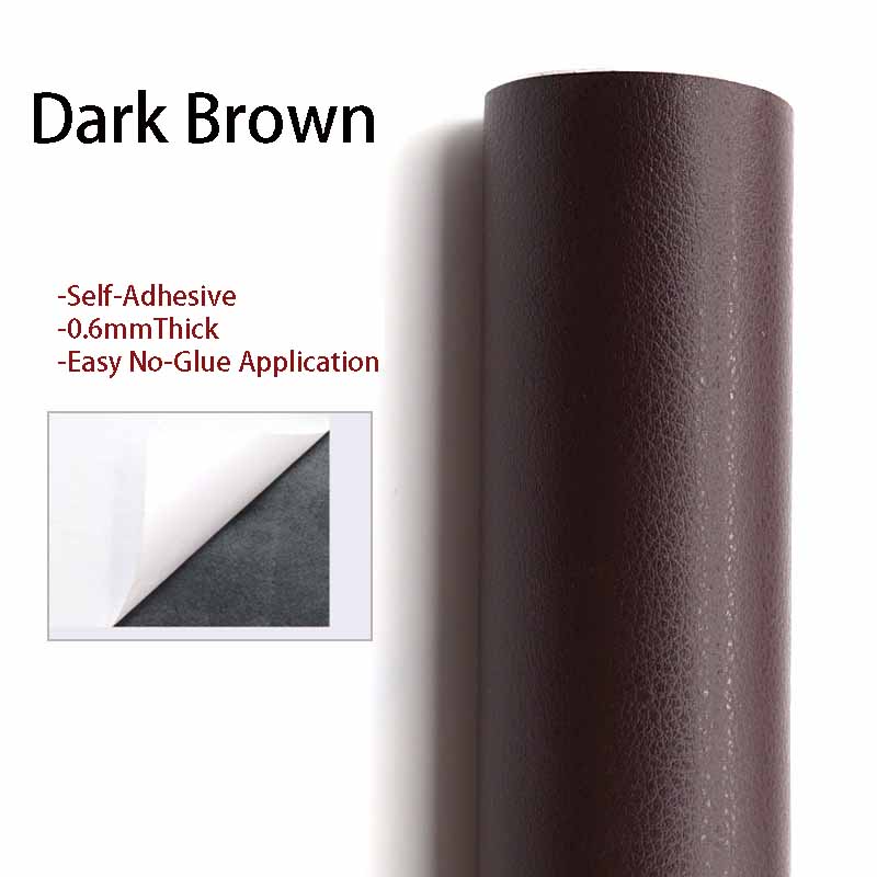 

Прочная самоклеящаяся виниловая пленка из искусственной кожи - толщина 0,6 мм для ремонта дивана, обновления мебели, облицовки шкафа и столешницы 43*200cm темно-коричневого