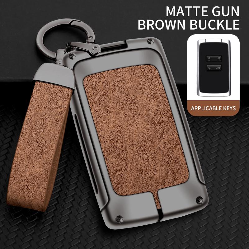 Metal Leather Car Key Case Cover for Renault Koleos Kadjar Captur Megane Clio Scenic Talisman for Bacia Sandero Car Accessories
