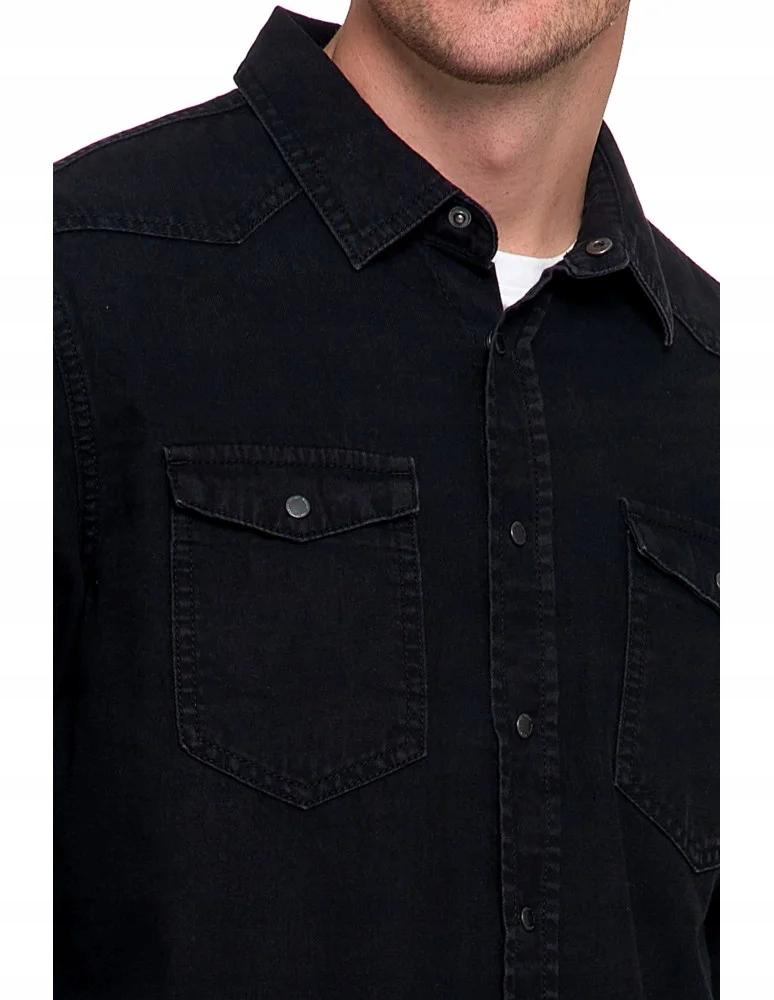 Men's Cotton Jeans Shirt Elegant Modern Classic MORAJ M BLACK