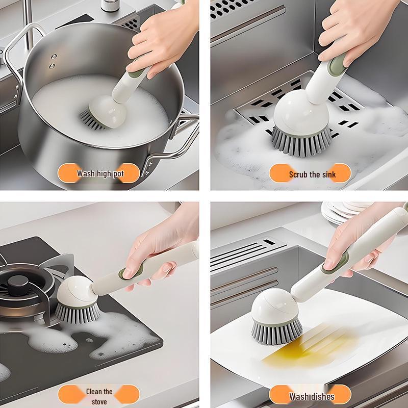 Rotatable Long-Handle Dishwashing and Scrubbing Brush