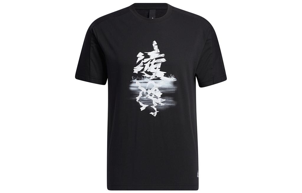 adidas T Shirts Men's Black Crew Neck Moderate Straight Fit GP0862