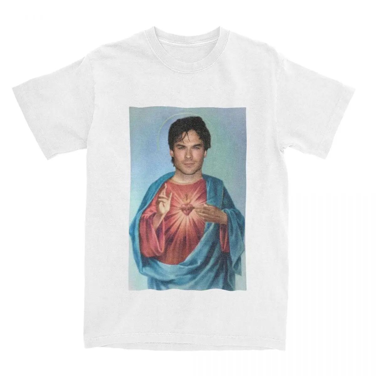 

Мужчины Женщины Дэймон Сальваторе Йен Сомерхолдер Девственник Смешная Футболка Аксессуары Повседневная Хлопковая Футболка Футболка Одежда Подарок на День Рождения S