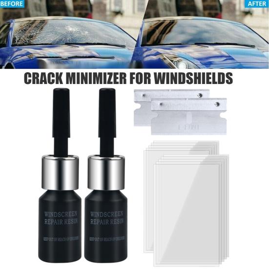 

Windshield Repair Kit for Chips And Cracks Glass Repair Liquid with Scrapers And Films DIY Windshield Crack Repair Kit 2pcs чёрный