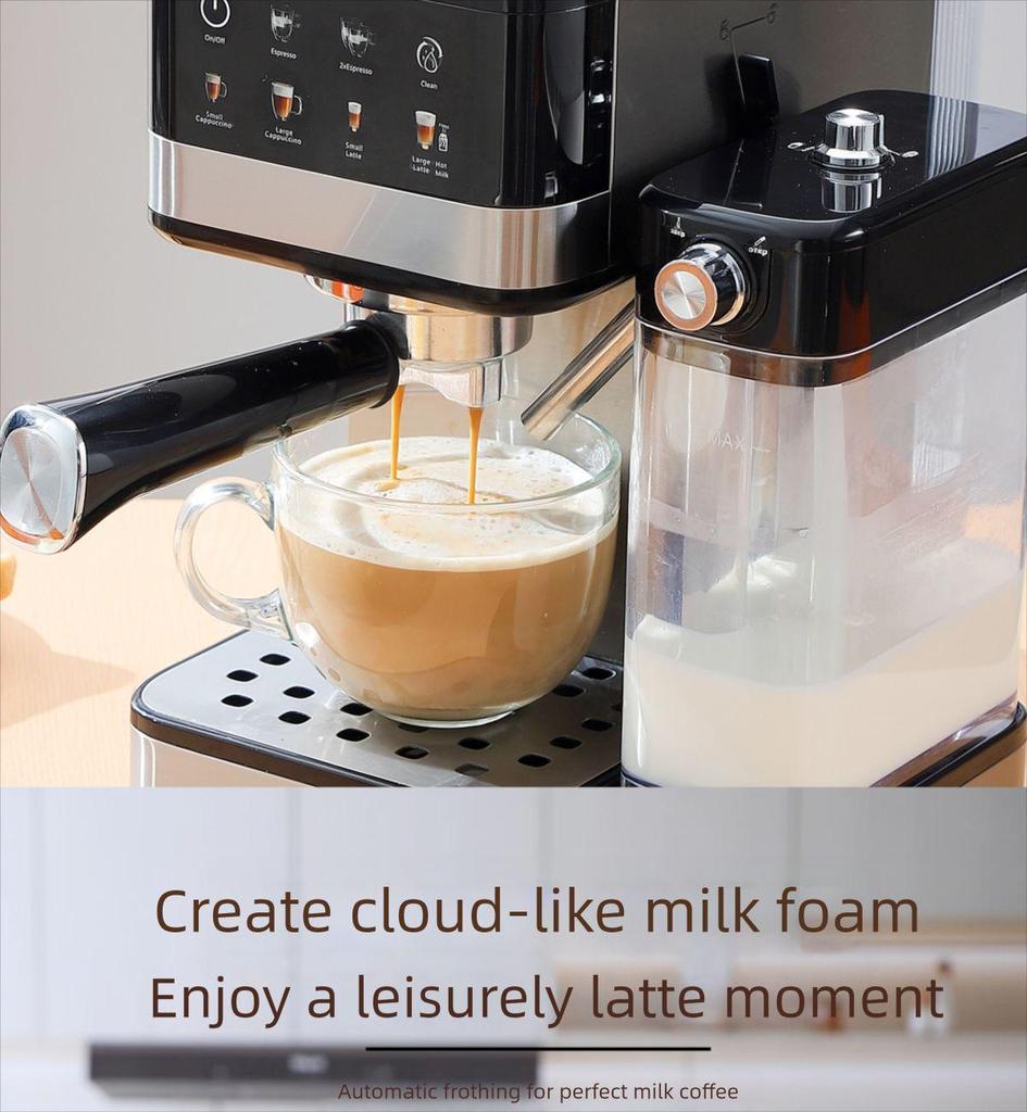 Italian Automatic Coffee Machine with Milk Frother and Color Screen Control