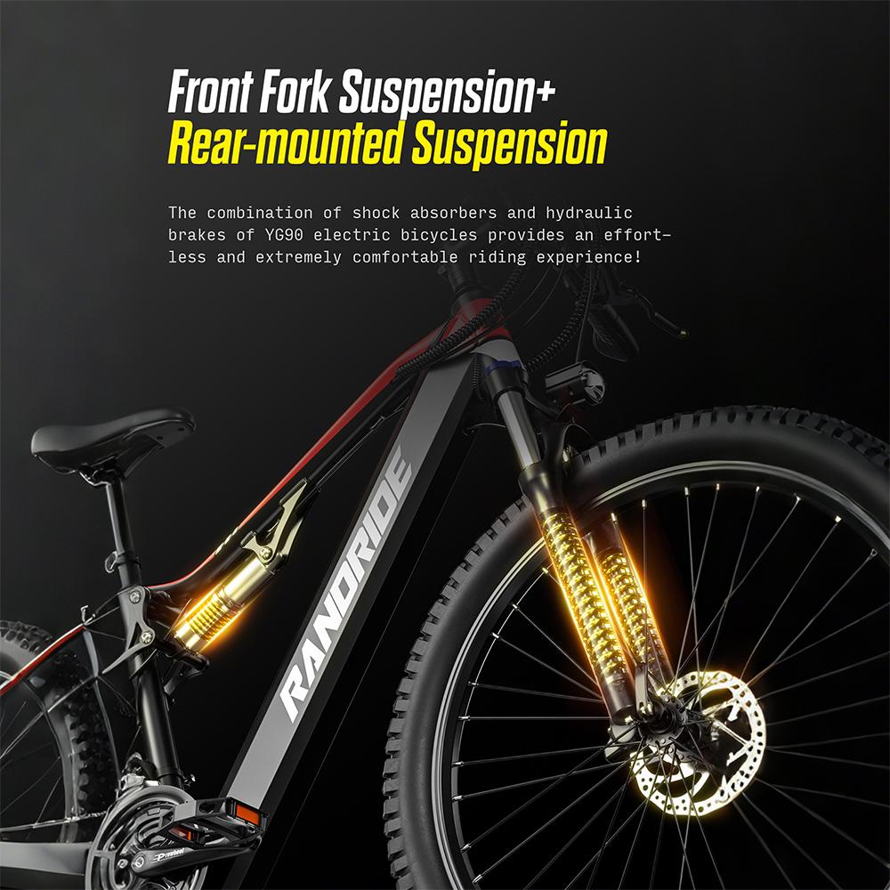RANDRIDE 27,5 Zoll Elektrofahrrad Mann Vollfederung Mountainbike SHIMANO Hydraulikbremse 1000w E-Bike für Erwachsene