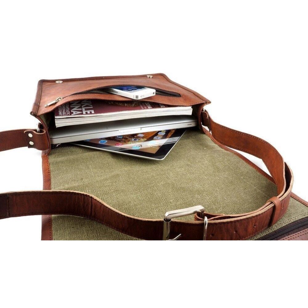 Handmade Men's Genuine Leather Vintage Laptop Messenger Briefcase Satchel Bag