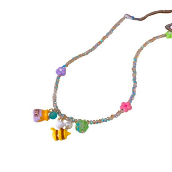 Cartoon Bee Jewelry Set: Cute Childlike Earrings & Necklace with Oil Drip Charm for Women