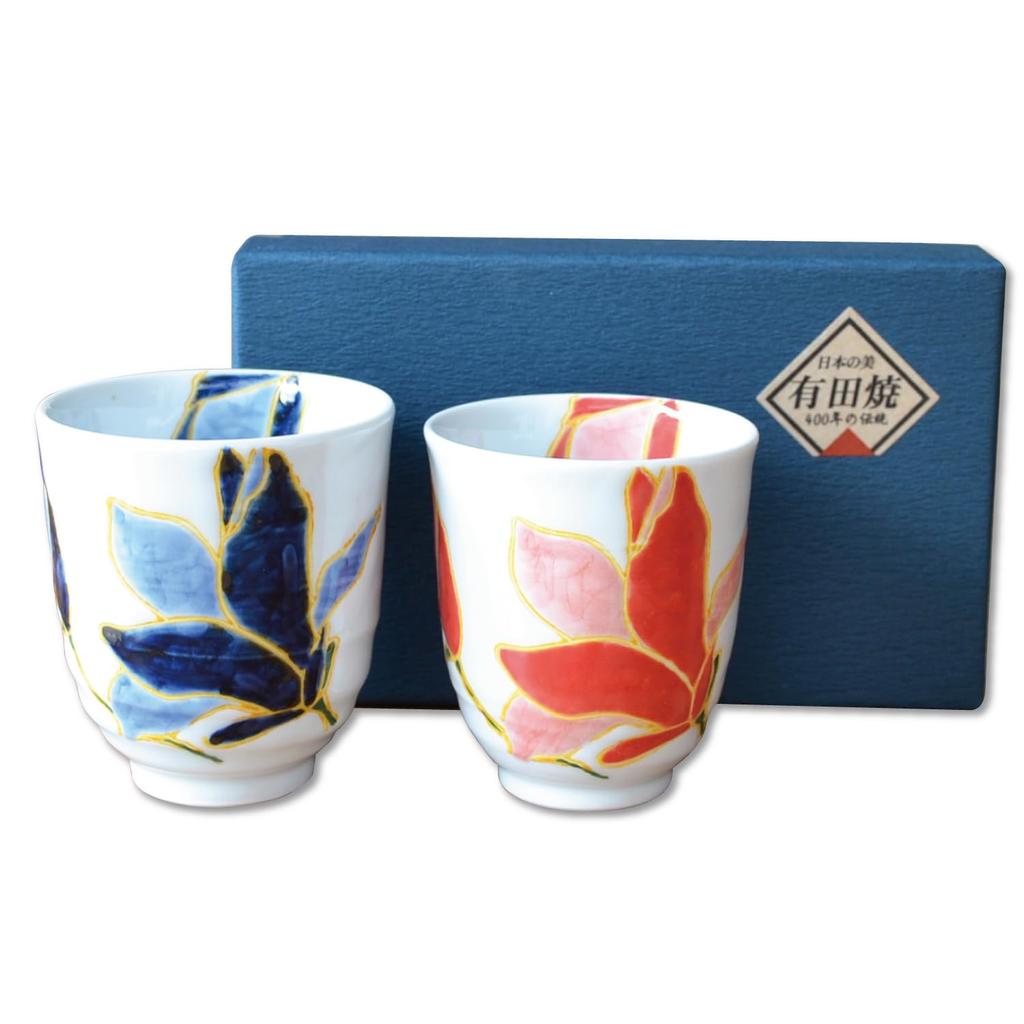 Stylish Arita ware Hanamonogatari perfect for a Presented in a decorative gift Made in couple's teacups, gift. box. Japan.