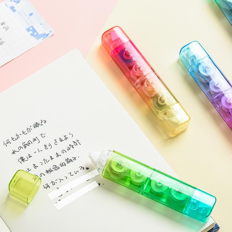 1pcs Gradual Color Correction Tape & Glue Tape Rainbow Design 2 In 1 Dual-side Correcting & Adhesive F7414
