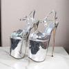 22cm Sexy Peep Toe Platform Women PumpsSuper High Thin Heels Patent Leather Wedding Stilettos Large Size 9 Inches Wedding Shoes