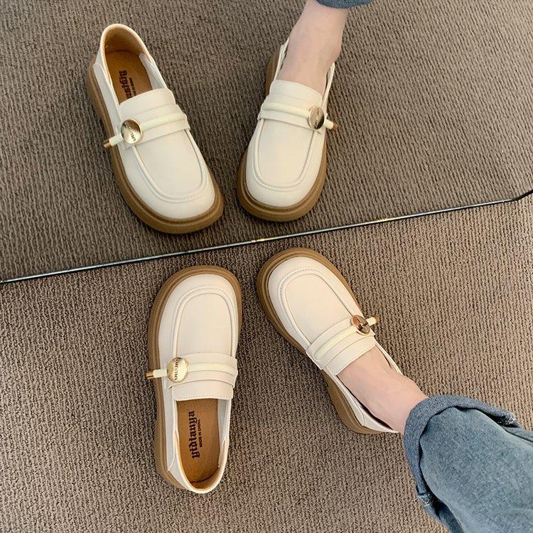 Low-heeled small leather shoes women's summer 2025 new soft-soled one-pedal lazy shoes versatile black commuter loafers