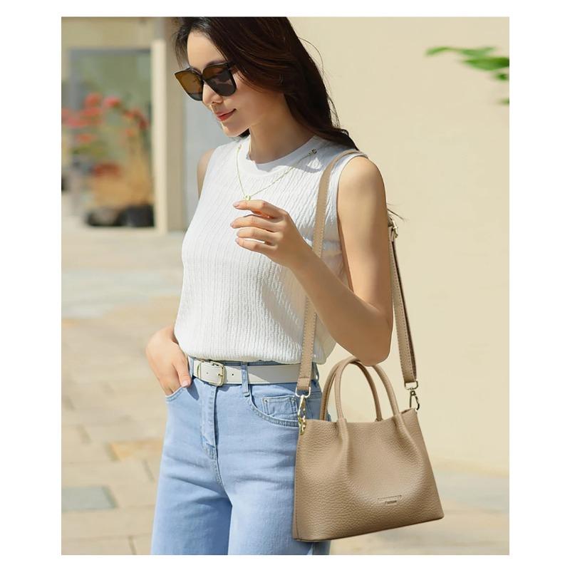 Ladies' Soft Leather Tote Bag, Luxury Designer Handbag, Solid Color Ladies' Shoulder Bag, and Minimalist Crossbody Bag