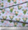 Soimoi Japan Crepe Satin Fabric Tropical Leaves,Floral & Flamingo Bird Print Fabric by the metre 42 Inch