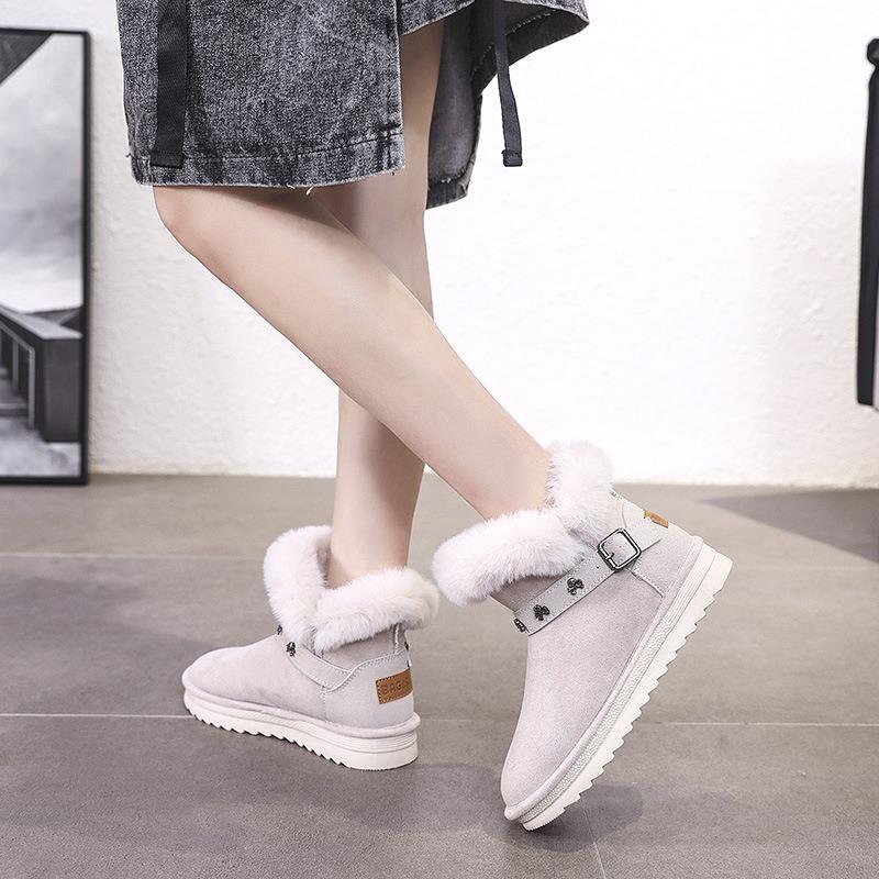 New Snow Boots Women's Short Boots Winter Fur Integrated Low Boots