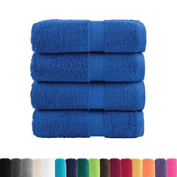 VidaXL Serviettes d'invité de Qualité Supérieure 4 pcs, Draps de Bain, Essuie-mains, Serviette de Visage Salle de Bain, Bleu 137183