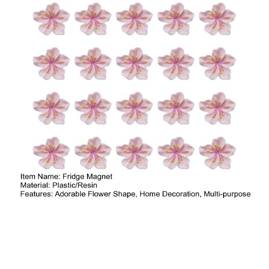 20Pcs Pink Cherry Blossom Refrigerator Magnet Photo Notes Holder Home Office Kitchen Whiteboard Locker Fridge Peach Flower Magnetic Decoration