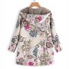Women's Vintage Floral Print Hooded Jacket with Fleece Lining Long Sleeve Winter Coat Colorful Winter Jacket Outerwear Ladies Winter Coats