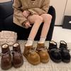 Low-top velvet warm ins Birkenstocks 22 winter new round head lace-up snow boots short boots.