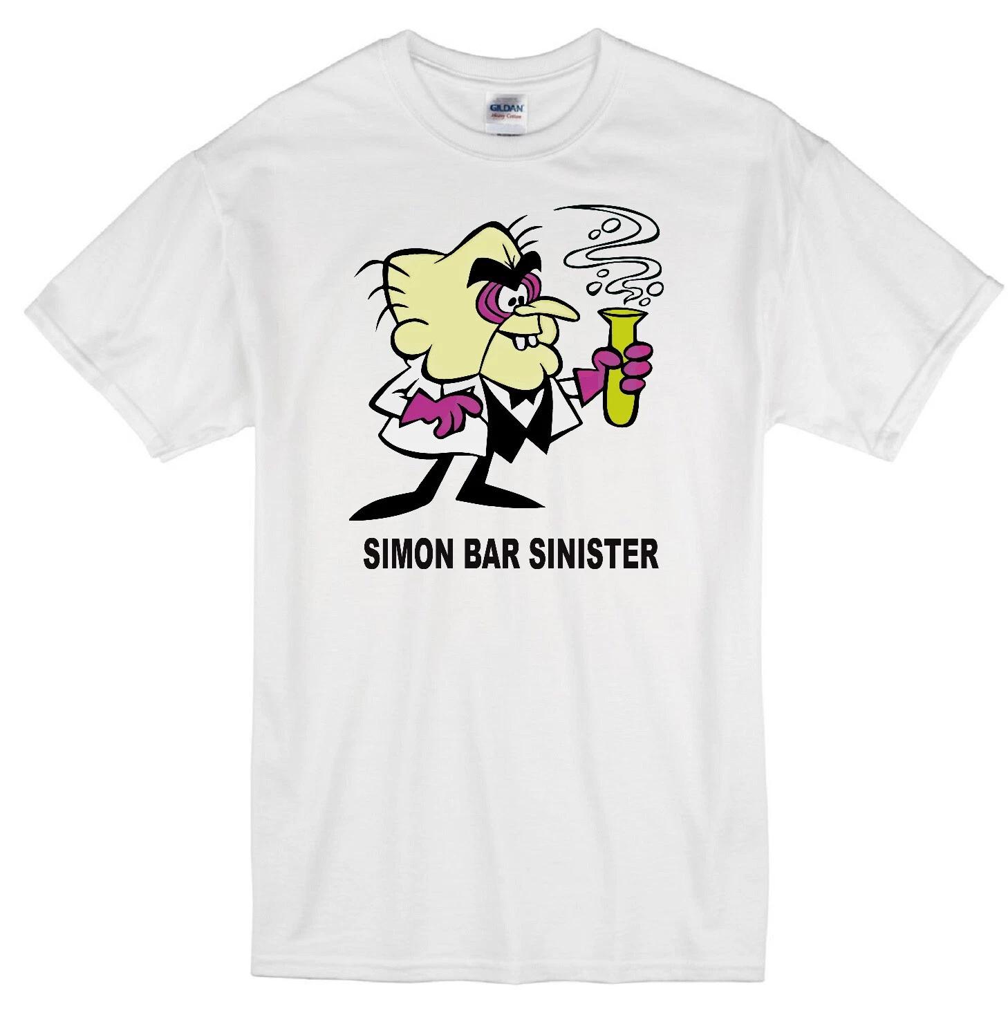 SIMON BAR SINISTER UNDERDOG CARTOON VILLAIN RETRO TV CLASSIC WHITE T-shirt S