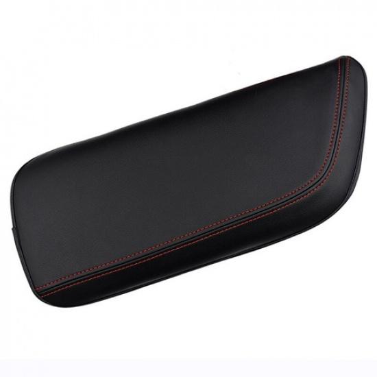 Black Leather w/ Red Line Central Armrest Box Case Cover For Toyota Camry 18-22