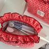 With Zipper Cosmetic Cases Plaid Pattern Wash Storage Bag Small Fresh Toiletry Organizer  Outdoor