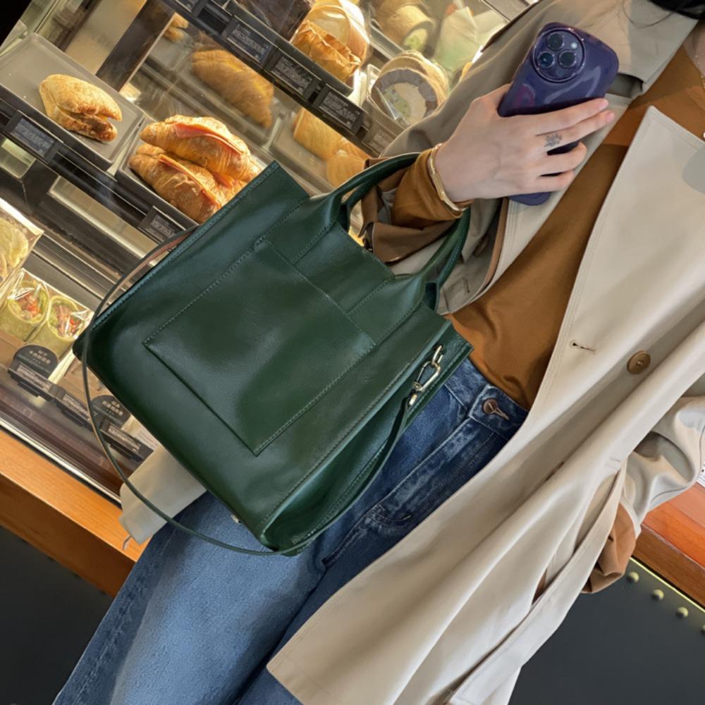

Autumn and winter new tote bag women s large-capacity bag fashionable atmosphere vegetable tanned cowhide commuter leather messenger handbag 28*13*29