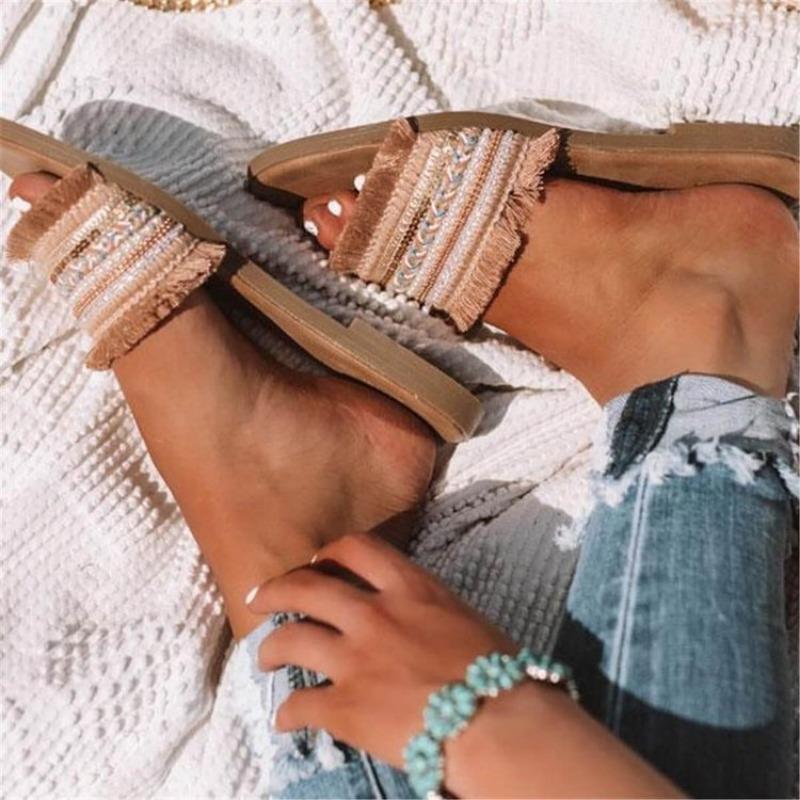 Women's Flat Bottom Fashion One Word Slippers Womens Shoes Comfort Summer Outdoor Beach Luxury Sandals Women Designers