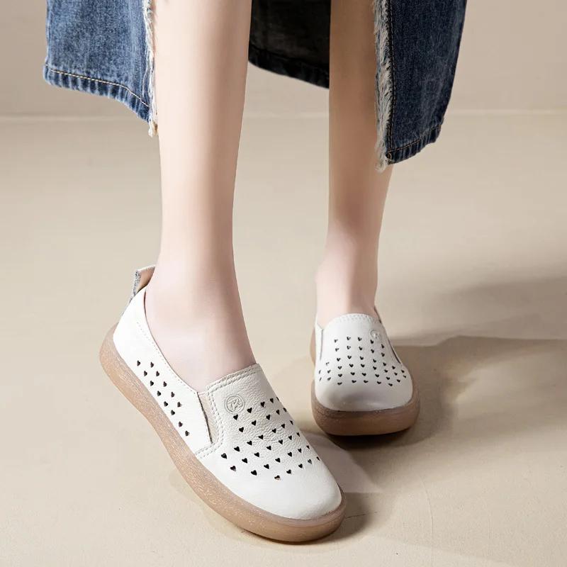 Fujin 2cm Cow Genuine Leather Comfy Luxury Ethnic Woman Elegance Shallow Oxfords Flats Summer Ladies Soft Soled Moccasin Shoes