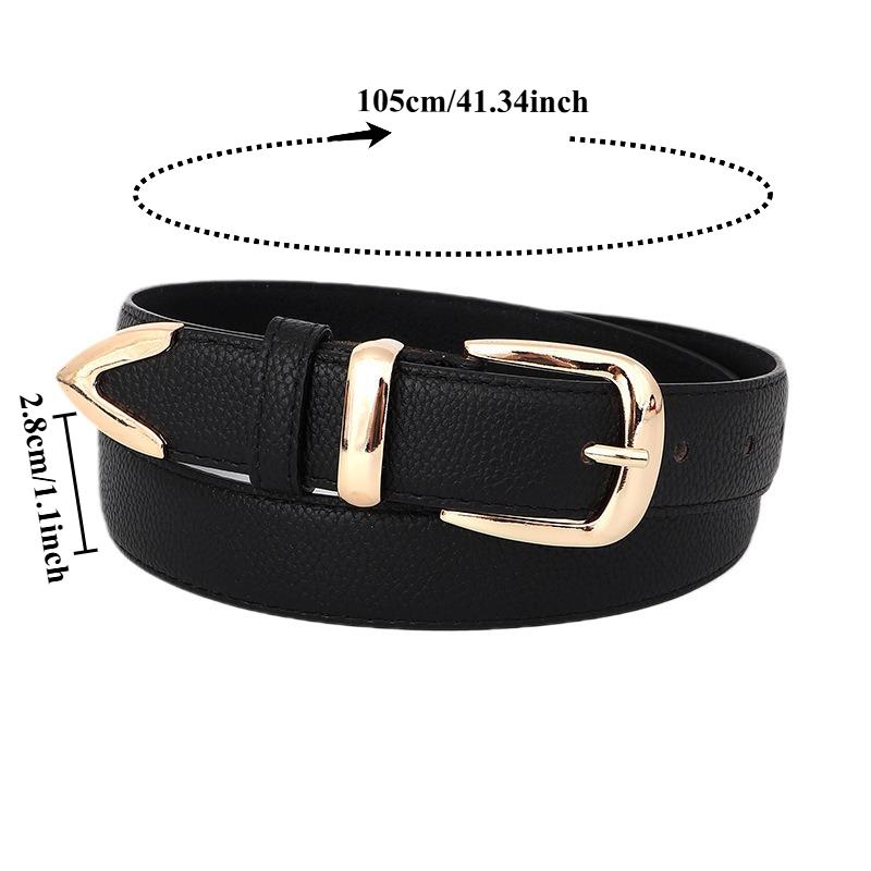 Korean-Style Versatile Belt for Jeans and Dresses Women’s Pin-Buckle Belt Light Luxury Niche Retro Gold-Buckle Leather Belts