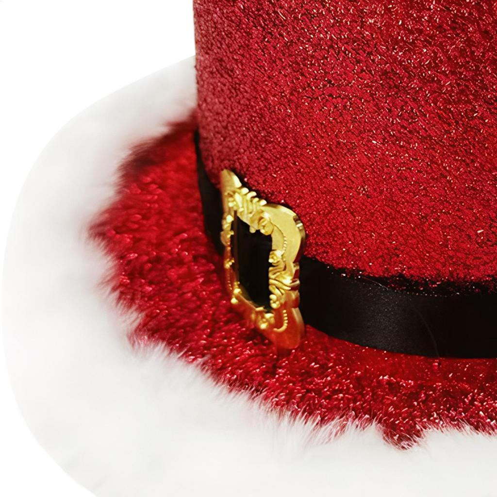 Christmas Party Top Hat Comfortable Festive Cosplay Red Green Top Hat with White Brim for Adults Men Women Stage Performance