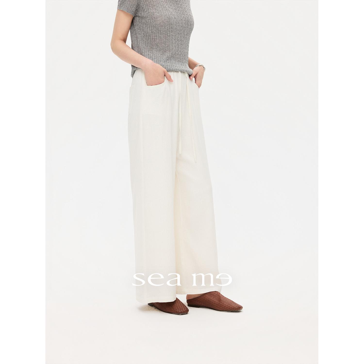 

Equal Depth Line Women s Breathable Linen Wide-Leg Pants Small белый
