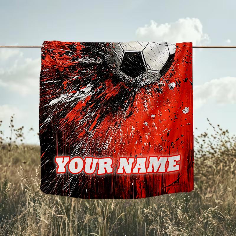1PC Custom Name Soccer Art outdooor Flannel blankets Throw Blanket All-Season Throw Gift Bedspread for Couch, Bed, Camping Holiday Birthda