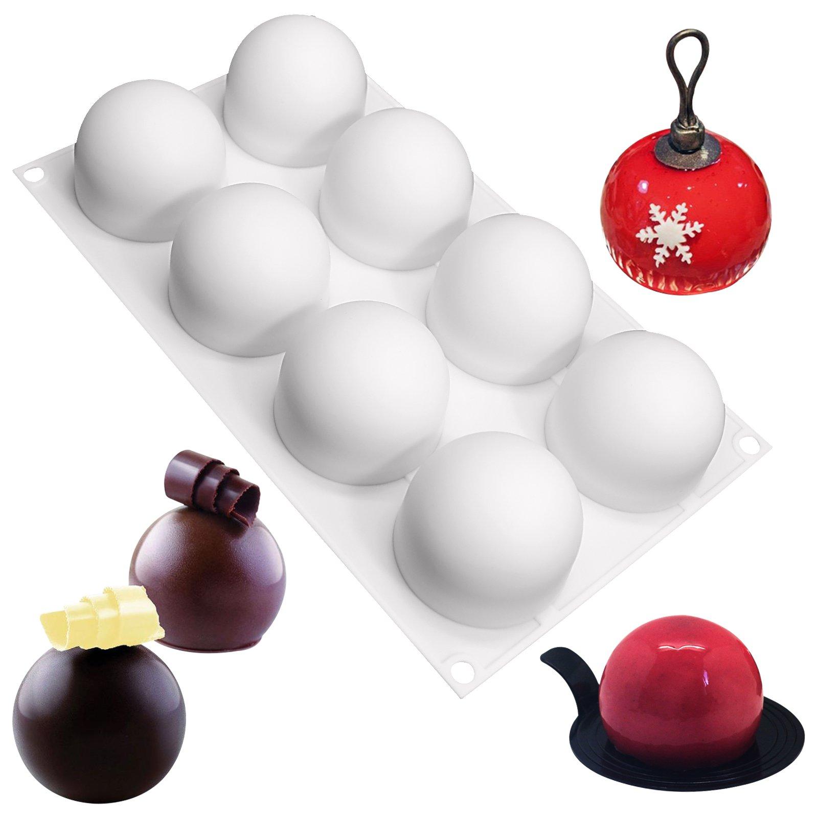 

FUNSHOWCASE Silicone Molds, Truffle, Chocolate, Sweets, Cake, Mousse, Sphere, Semicircle, 8 Pieces