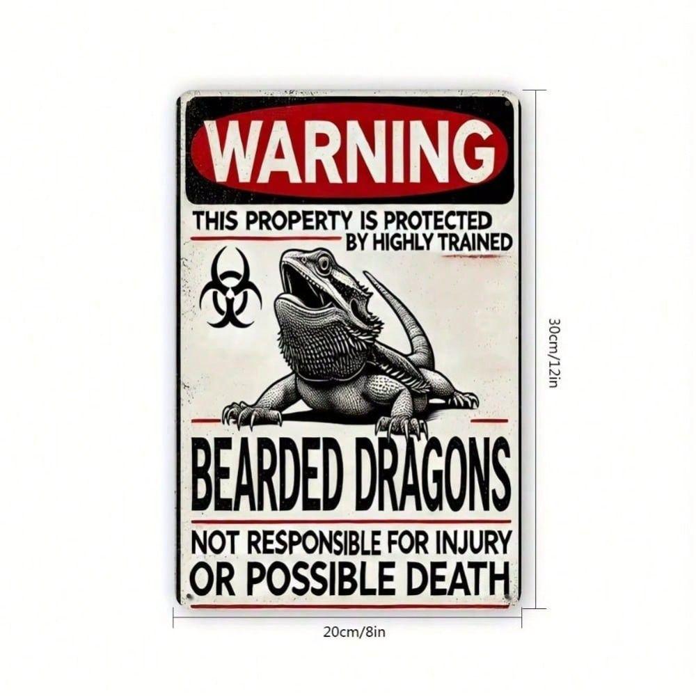 Tin Sign for Wall Decor, Funny Bearded Dragon Property Rules, Outdoor Metal Art, Gift for Fan